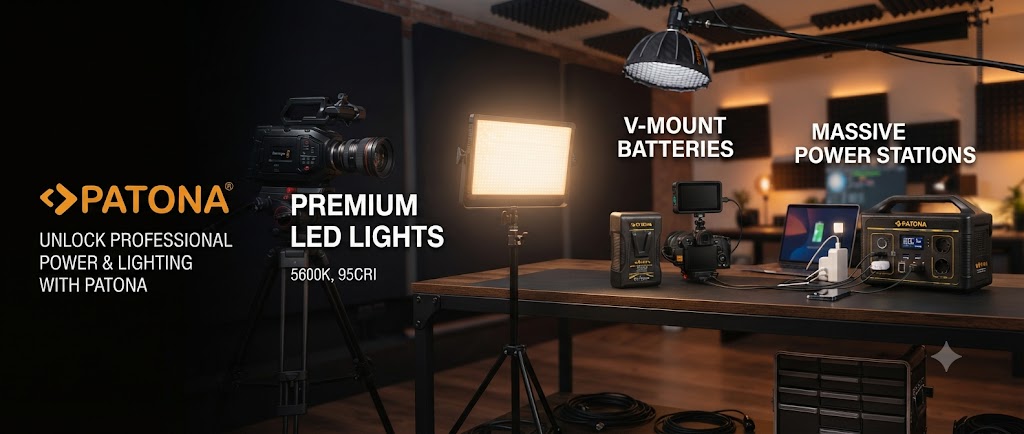 Unlock Professional Power & Lighting with PATONA: Premium LED Lights, V-Mount Batteries & Massive Power stations..