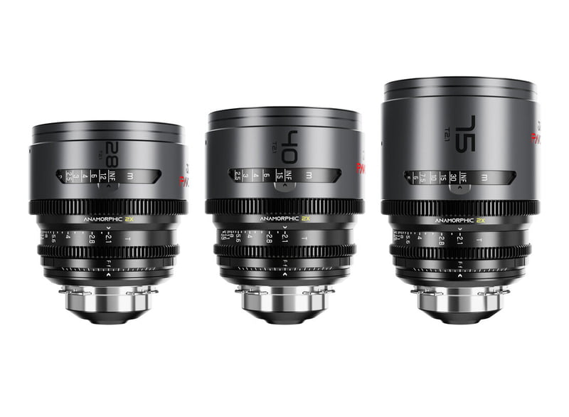 DZOFILM Pavo 2x anamorphic Prime A set 28/40/75mm T2.1 -Blue Coating- PL&EF mount (feet) DZOFILM Pavo 2x anamorphic Prime A set 28/40/75mm T2.1 -Blue Coating- PL&EF mount (feet)