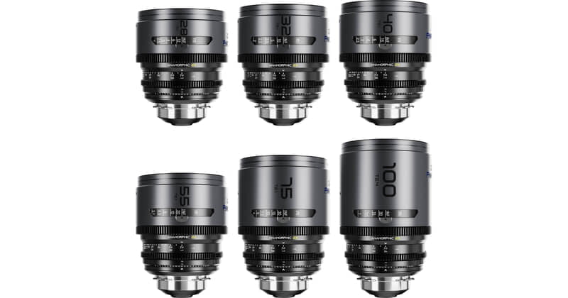 DZOFILM Pavo 2x anamorphic 6-lens set 28/32/40/55/75/100mm T2.1 - T2.4 (100mm) Blue Coating- PL&EF mount (feet) DZOFILM Pavo 2x anamorphic 6-lens set 28/32/40/55/75/100mm T2.1 - T2.4 (100mm) Blue Coating- PL&EF mount (feet)