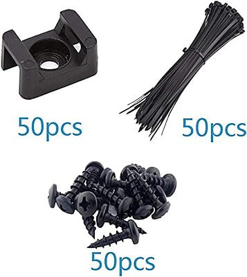 Cable Zip Ties 50Pcs Black Cable Tie Base Saddle