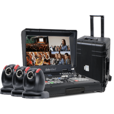 DATAVIDEO BDL-1602 -HS-1600T, three PTC-150TLs and a sturdy rolling case for transport