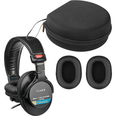 Sony MDR-7506 Headphones With Deep Earpads and Carrying Case Kit