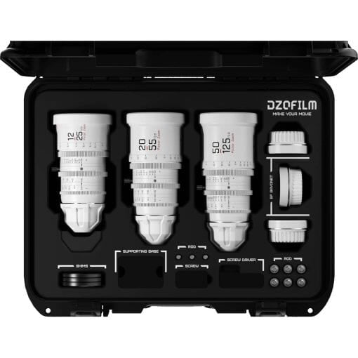 DZOFILM Pictor Zoom 3-lens kit with Case (12-25/20-55/50-125, T2.8)(White) DZOFILM Pictor Zoom 3-lens kit with Case (12-25/20-55/50-125, T2.8)(White)